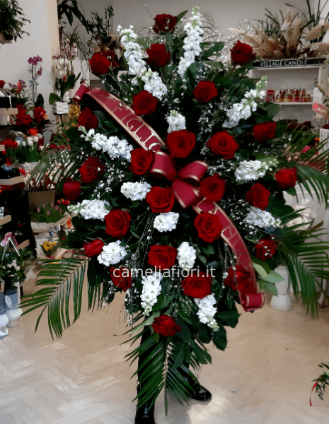 Cuscino funebre rose e viole
