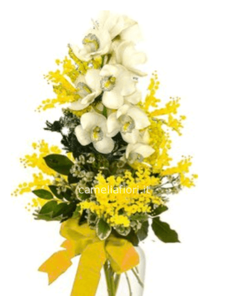 Composizione orchidea+mimose