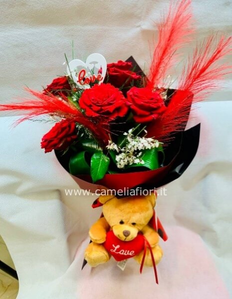 Bouquet rose + teddy